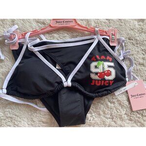 Juicy Couture Team Juicy 95 Contrast Trim Cherries Triangle Bikini Size M NEW